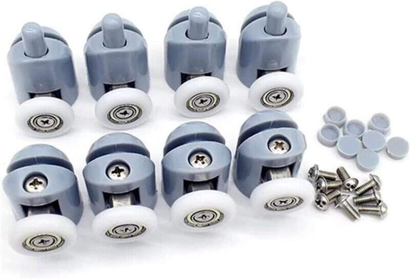 Set mit 8 Duschkabinenrollen – Ersatzteile für Duschkabinen – 4 obere Rollen + 4 untere Rollen – 23 mm
