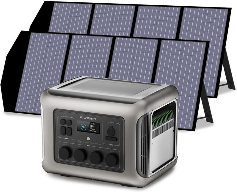 R2500 Tragbare Powerstation mit 2x 140W Solarpanel, 2016Wh LiFePO4 Akku, 4 x 2500W ac Ausgänge (4000W Spitze), Solargene...