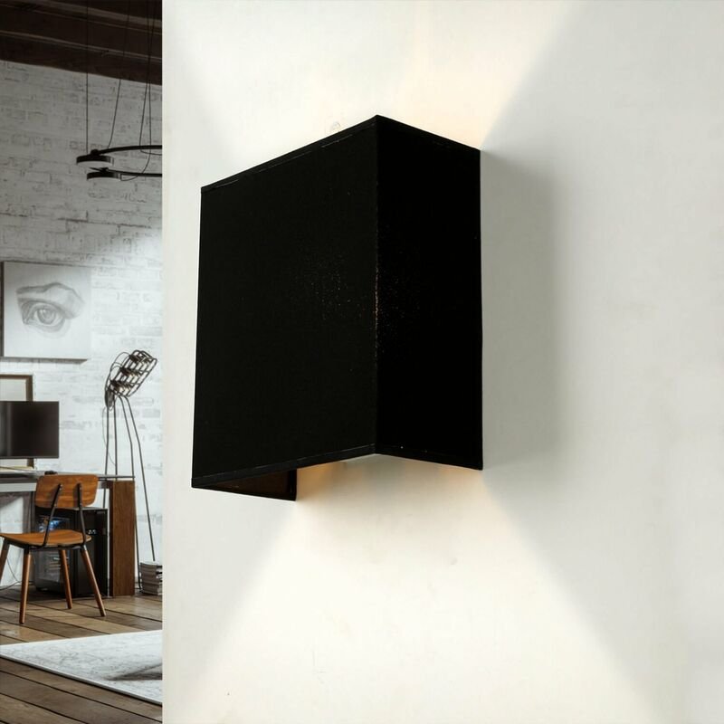 Schwarze Wandlampe Stoff Modern E27 blendarm alice