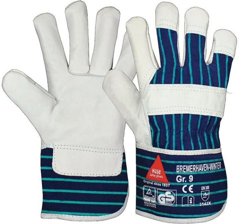 Hase Safety Gloves - hase 292100-10 Handschuhe Bremerhaven Winter Größe 10 natur/blau en 388 en 511 p