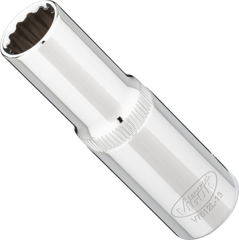 VIGOR Steckschlüsseleinsatz, lang, 1/2 (12,5 mm) Vierkant hohl, Außen Doppelsechskant Profil, SW 13 mm