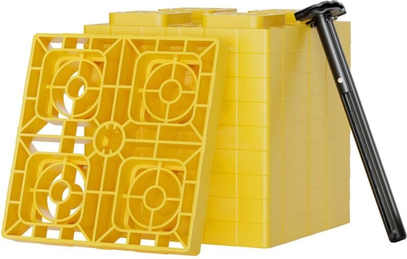 Wiltec Unterlegplatten Wohnwagen 10 Stück bis 13,5 t max. 11,4 cm Stapelhöhe, Stützplatten für Wohnmobile als Auffahrkei...