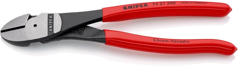 KNIPEX 74 21 200 Kraft-Seitenschneider mit Kunststoff überzogen schwarz atramentiert 200 mm