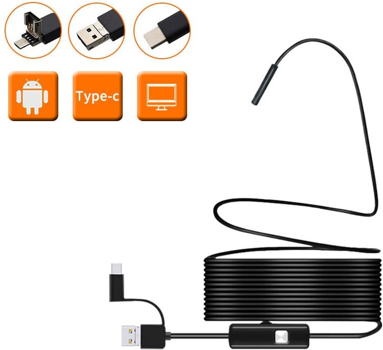 Csparkv - 5M) Endoskop-Schlangeninspektionskamera, Typ-C-Endoskop, Entfernungskamera mit 6 LED-Leuchten für Android-Smar...