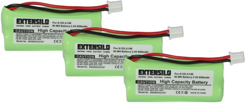 Thumbnail - Extensilo - 3x Akku kompatibel mit Siemens Gigaset AS140 duo, AS150, AS15, AS140, AS150 duo, AS145 schnurlos Festnetz Te...