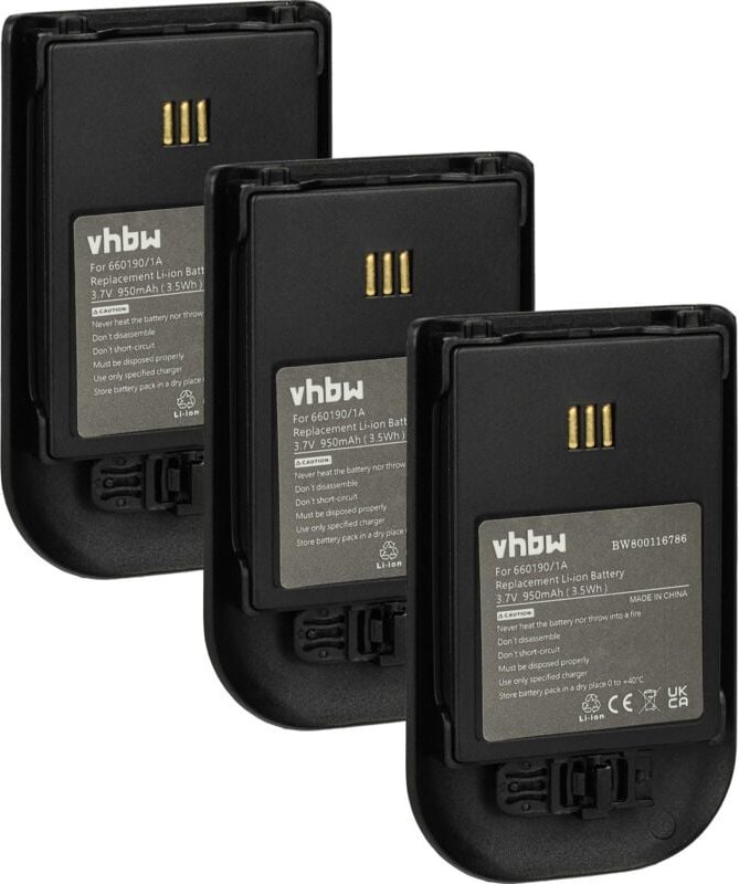 Vhbw - 3x Akku Ersatz für Siemens 5530000102 für schnurlos Festnetz Telefon (930 mAh, 3,7 v, Li-Ion) Schwarz