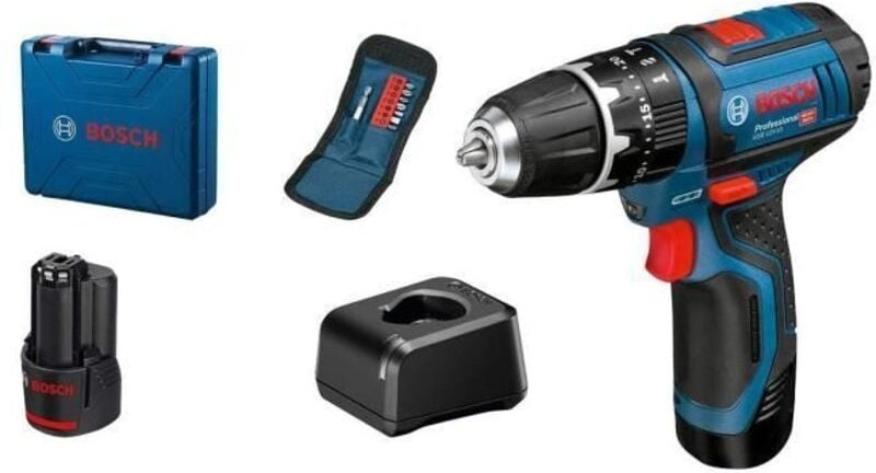 Gsb 12V 15 Akku-Schlagbohrschrauber, 2x 2.0Ah, gal 12V 20, Zubehörsatz, Koffer - Bosch
