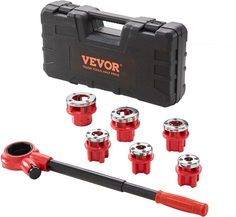 VEVOR 6-tlg. Set Gewindeschneidkluppe Rohrgewindeschneidsatz Kluppe Gewindeschneider 1/4 Zoll NPT – 1-1/4 Zoll NPT im Ko...