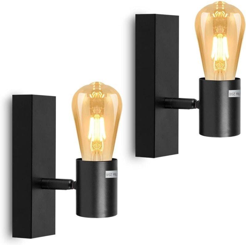 Vintage Design Innenwandleuchte, Schwarze Wandlampe, E27 Fassungen, Lieferung ohne Leuchtmittel, Industrielle Wandleucht...
