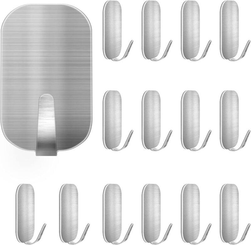 Thumbnail - Memkey - 15 Stück Edelstahl-Klebehaken, wasserdichter Handtuchhalter zur Wandmontage, Set mit 15 rostfreien 3M selbstkle...