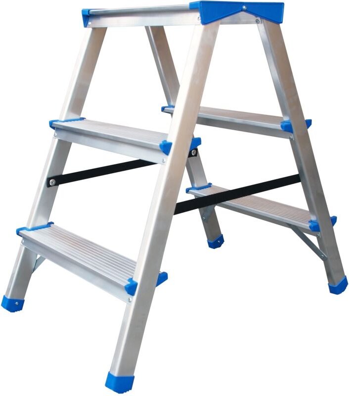 Leiter, Aluminium Klapphocker 67cm 2 Stufen + Plattform - Br-00-7002