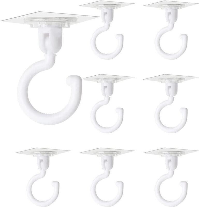 Linghhang - 8 Stück transparente selbstklebende Haken, 360 Grad drehbarer Haken, kraftvoller Kleber, Deckenhaken, ohne B...