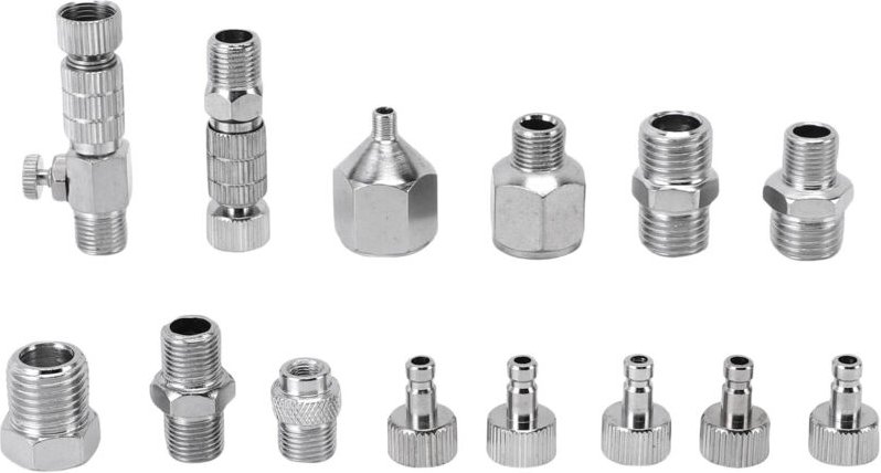 14-teiliges Airbrush-Anschlussset aus Edelstahl, 1/8" und 1/4" Schnellkupplung für Kompressor