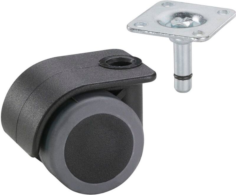 Dörner+helmer - Rollcontainerrolle mit Abdeckung, Rad ø 35 mm Tragkraft 70 kg schwarz grau