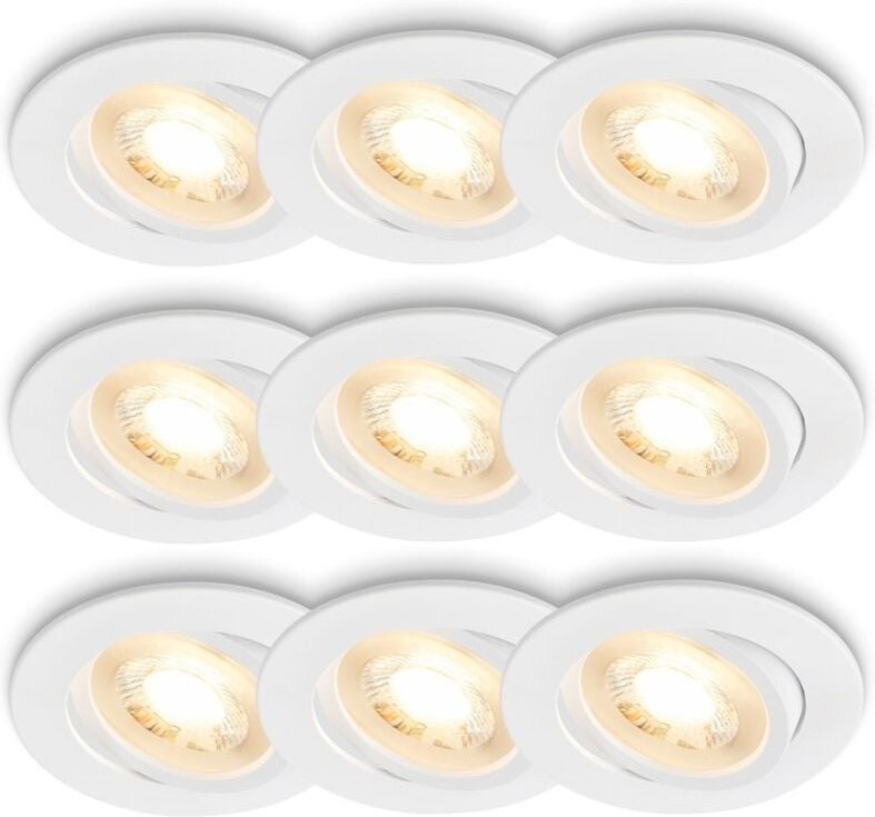 Briloner PIWO 3x3er Set LED Einbauleuchten, Schwenkbar, Schwarz, Ø8 x 2,2 cm