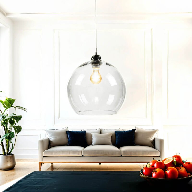 Licht-erlebnisse - Pendelleuchte Kugel Schirm ø 30 cm Glas Metall E27 Hängeleuchte Esstisch Küche Wohnzimmer