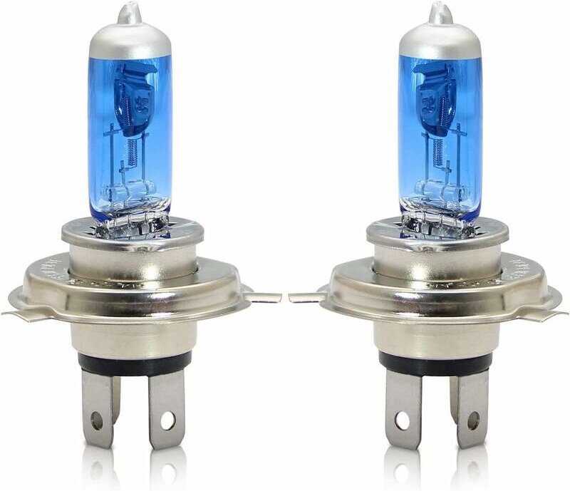 H4 P43t Halogen-Scheinwerferlampen 60/55 W, 5000 K warmweiß, Fern-/Abblendlicht, 12 V, für Auto und Motorrad, 2 Stück