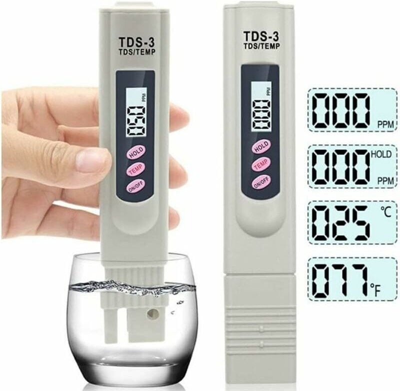 TDS-3 Trinkwassermessgerät LCD Digital Tragbares Wasserqualitätsmessgerät Tester Stift Temperatur und PPM Wasserreinheit...