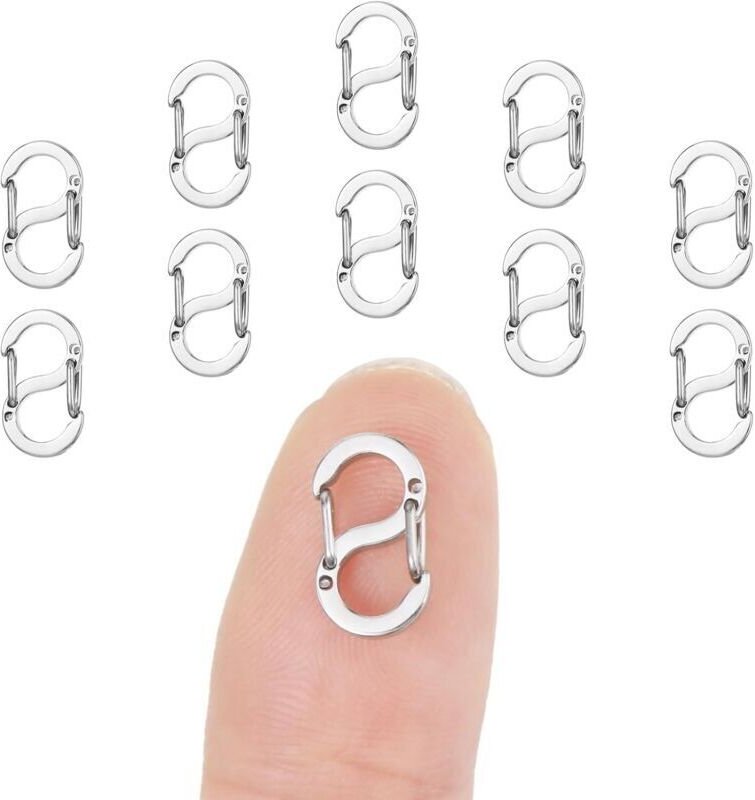 Set mit 5 doppelt zu öffnenden Karabinerverschlüssen aus Edelstahl für Halsketten und Armbänder (goldfarben)