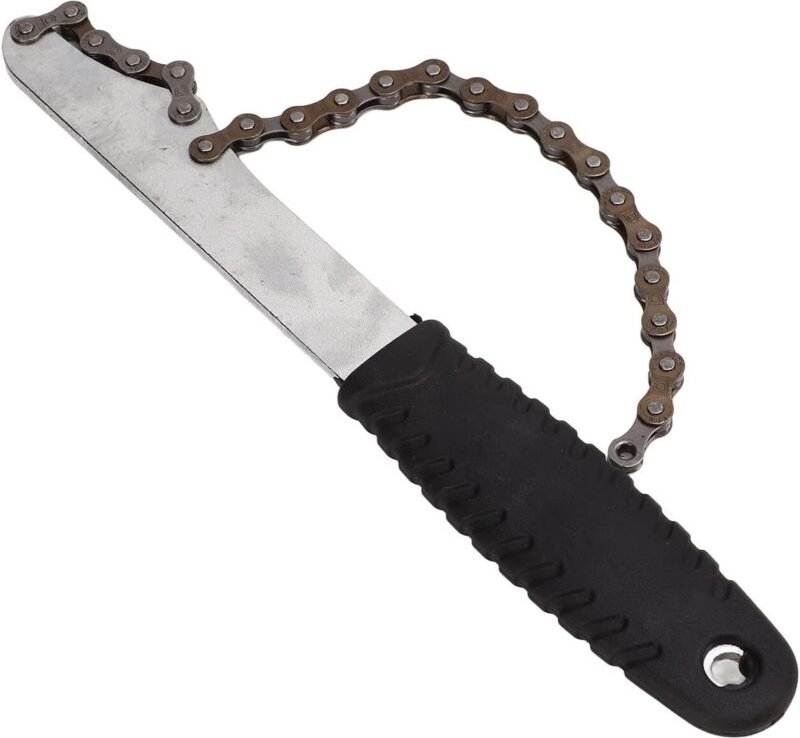 Fahrradkettenschlüssel, ergonomischer Fahrrad-Kassettenkettenschlüssel aus Stahl, Fahrradkettenpeitsche, Freilauf-Repara...