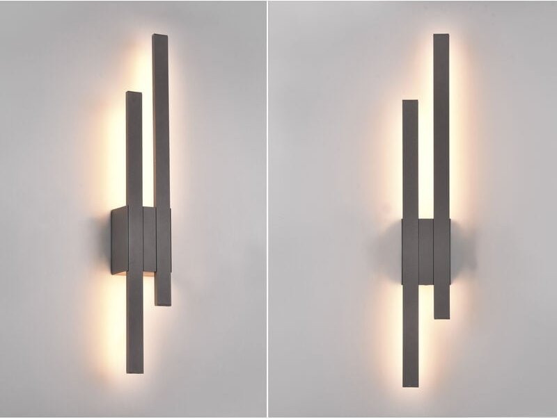 Meinewunschleuchte - Flache led Außenwandleuchte 2er set in Anthrazit - indirekte Wandbeleuchtung