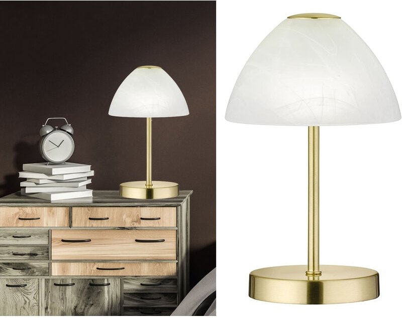 Meinewunschleuchte - led Tischleuchten 2er set Metall 4-fach Touch Dimmer Messing matt, Höhe 24cm