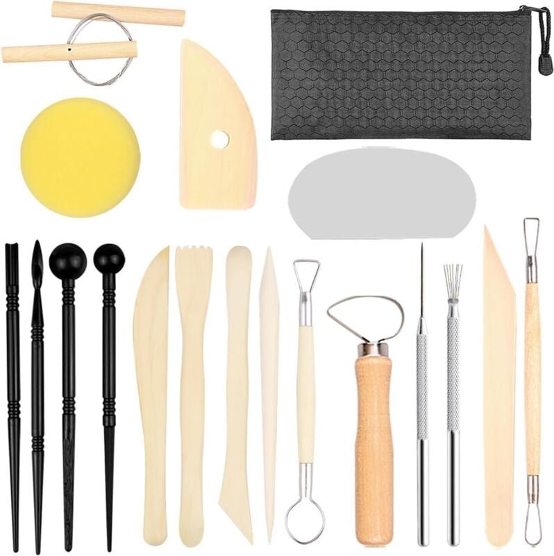 Bluedeer - 19 teiliges Modellierwerkzeug Set, Töpferwerkzeug Kit für diy Keramik und Modelliermasse, Inklusive Aufbewahr...