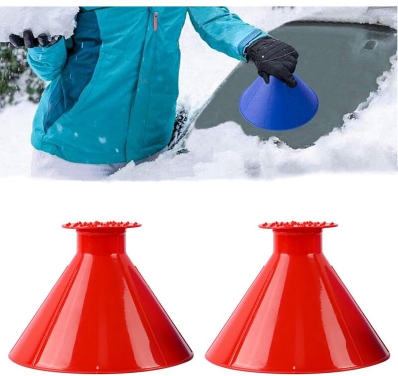 Eisschaufel für die Windschutzscheibe, 2-teilige bunte Eisschaufel, magische Kegel-Schneeschaufel für die Windschutzsche...