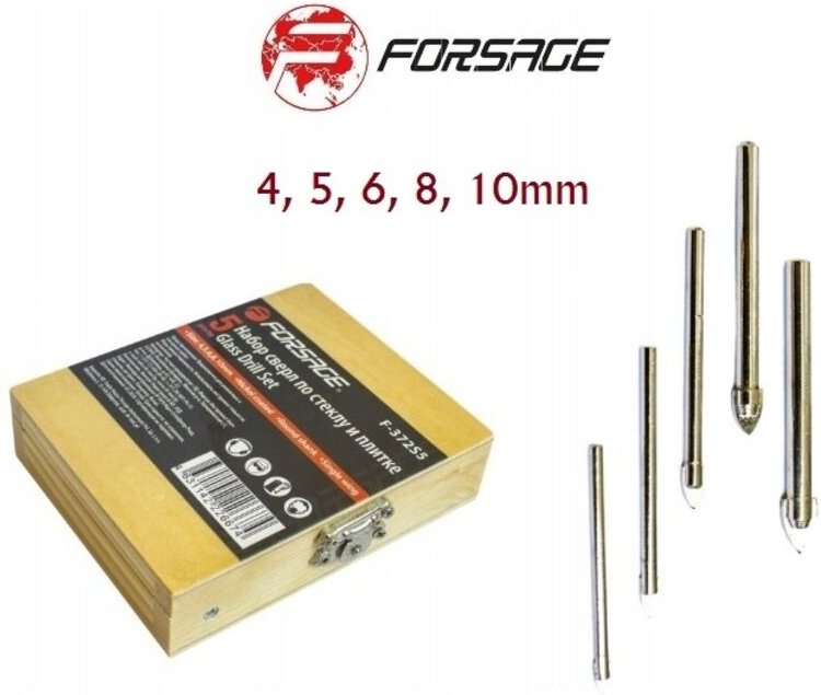 Glas- und Fliesenbohrer-Set, 5-teilig, 4–10 mm