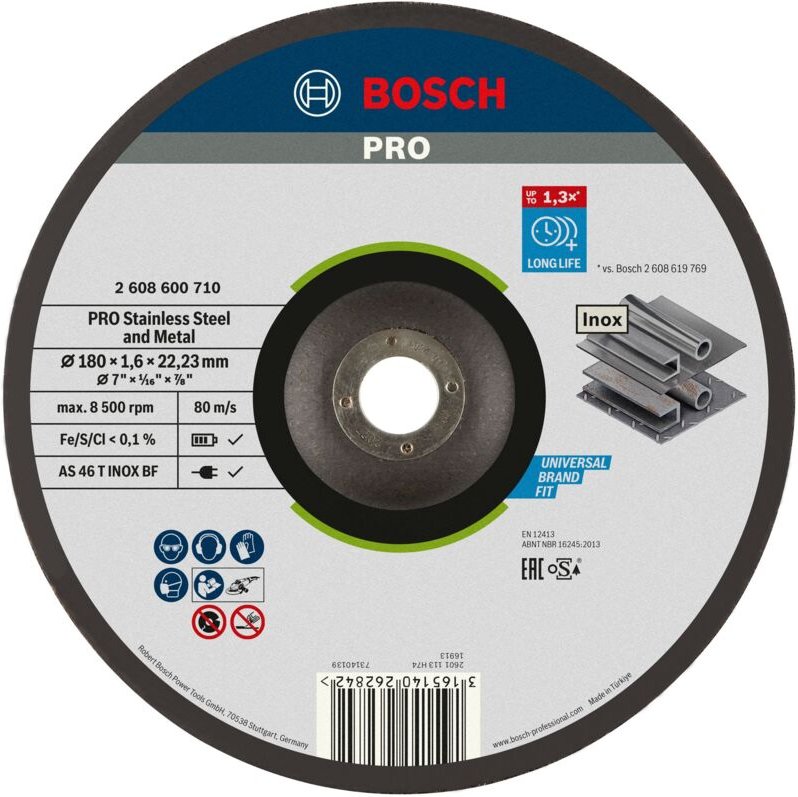 Bosch - pro Stainless Steel and Metal Trennscheibe 180 x 1,6 x 22,23 mm - 2608600710