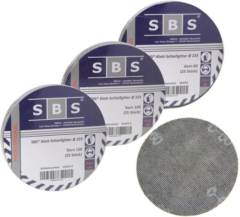 Thumbnail - 75 Blatt Gitterleinen Schleifgitter 225mm Korn 60-100-150 für Langhalsschleifer Trockenbau