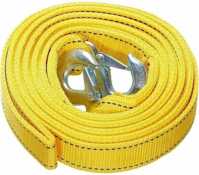 4 m Abschleppseil – Hochfestes Polyester – Sicherheitshaken – Gelb – 5 Tonnen