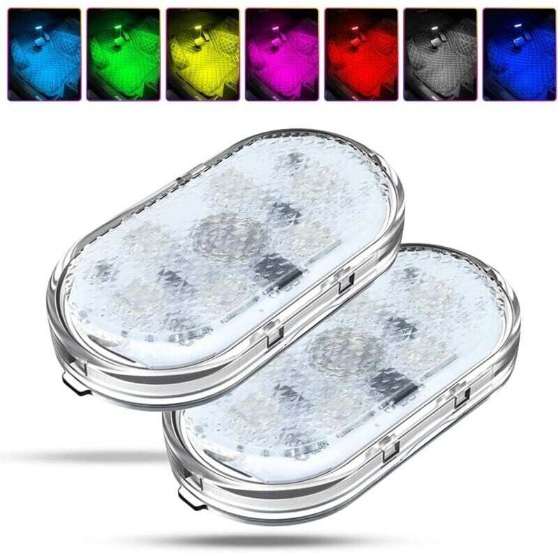 2-teilige RGB-Innenbeleuchtung fürs Auto, Innenlampe mit Touch-Schalter, LED-Innenraumbeleuchtung fürs Auto, mehrfarbige...