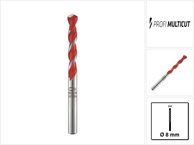 Alpen - Mehrzweckbohrer Profi Multicut Nenn-Ø 8 mm Arbeitslänge 80 mm Gesamtlänge 120 mm zylindrisch