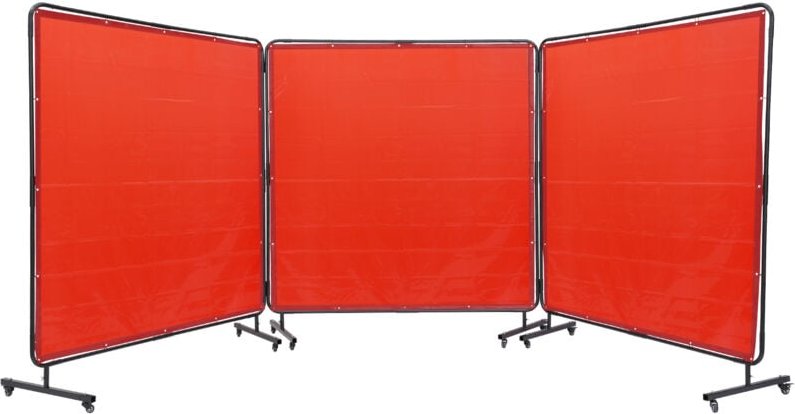 Thumbnail - Vevor 3-Panel-Schweißvorhang 1,8 x 1,8 m Schweißschutzvorhang aus Flammhemmendem Vinyl Schweißschutzwand mit 12 Schwenkr...