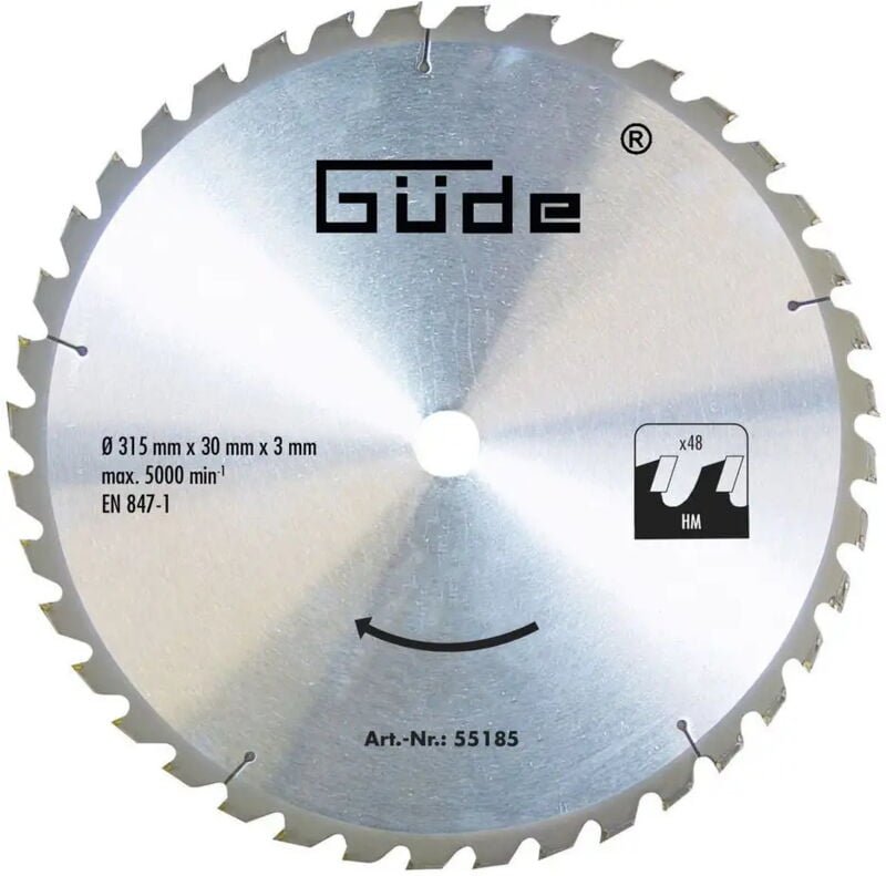 Hartmetall Sägeblatt 315x30mm 48 Zähne Holzsägeblatt HM 315x30x48Z