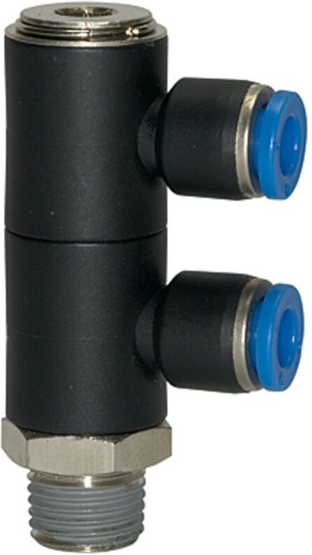 Thumbnail - Riegler - L-Mehrfachverteiler »Blaue Serie«, 2-fach, drehbar, r 3/8 a. Ø6mm