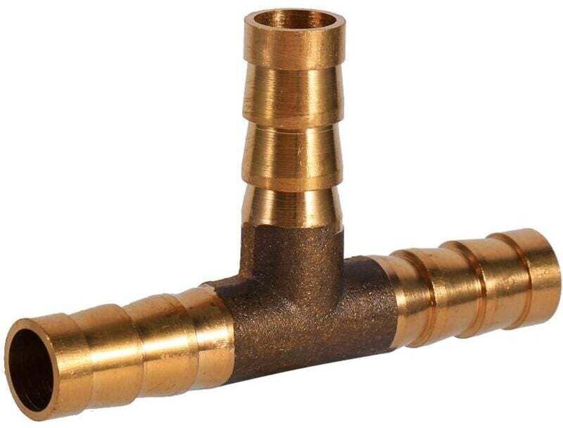 Dreiwege-T-Stück aus Messing für Druckluft-/Gasschlauch (8 mm) + 8-mm-Schlauchverbinder