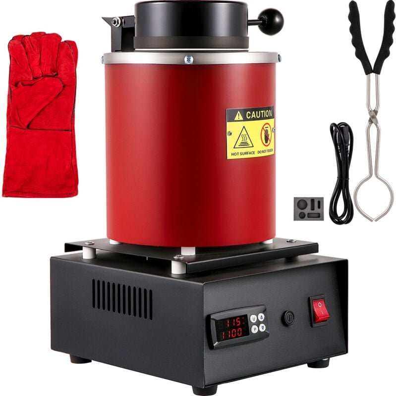 Mophorn - 3 kg elektrischer Schmelzofen, digital 1750 w, 1150 ℃/2102 ℉ Goldschmelzofen mit Graphittiegel und Barrenform,...