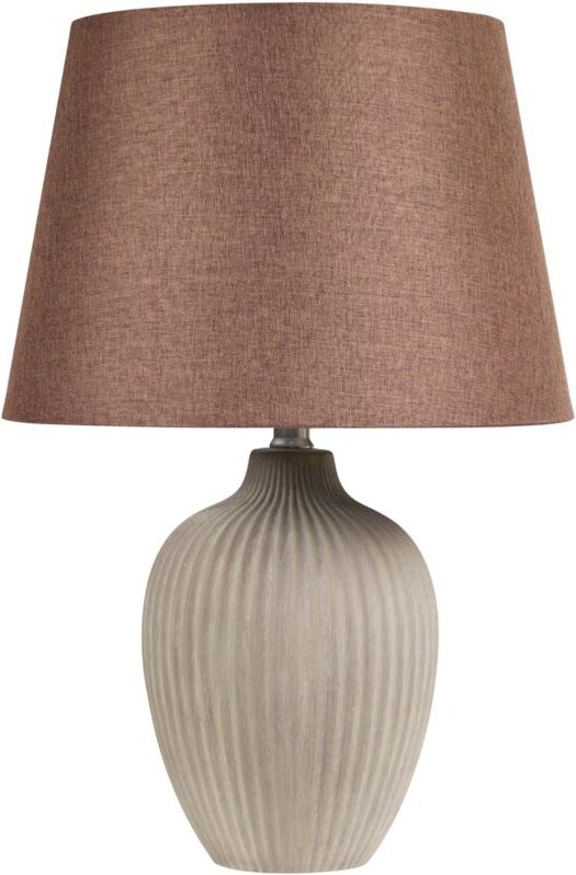 Tischlampe Braun Keramik 52 cm Stoffschirm Kegelform Lampenfuß Vasenform Kabel mit Schalter Retro-Stil Schlafzimmer Wohn...