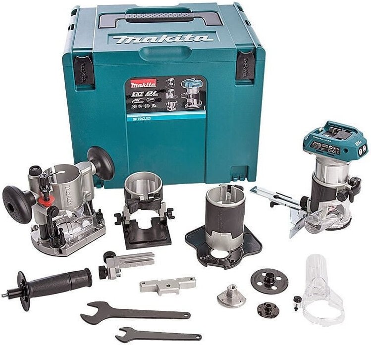 Makita - 18V lxt Akku-Fräse (Einzelgerät) mit Zubehör in makpac DRT50ZJX3