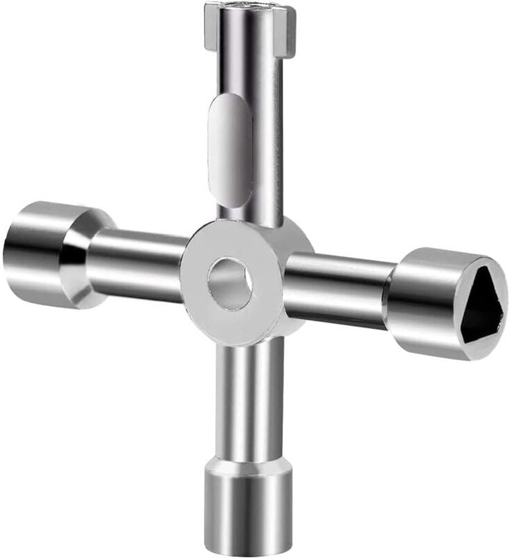 Ersandy - 4-Wege-Multifunktionsschlüssel für elektrische Wassertür, Gaszähler, Schrankkasten, Öffnungsschlüssel (Silber)
