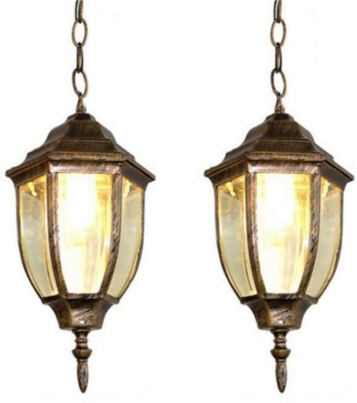 Retro Hängeleuchte Höhenverstellbare Pendelleuchte Metall Glas Deckenlampe für Esszimmer Café Bar Club Bronze 2 Stücke