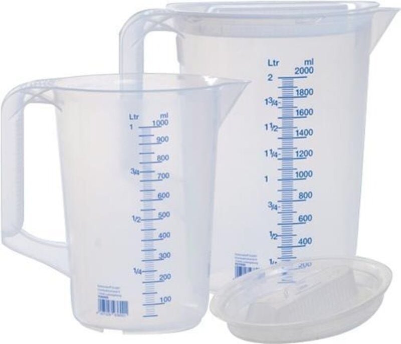 Thumbnail - Messkannenset 1x 1000, 1x 2000 ml Polypropylen transparent DxHmm Griff geschlossen