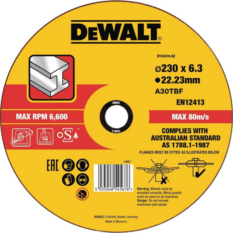 Dewalt - DT43919-QZ, Schleifteller de für Winkelschleifer, ideal zum Schleifen von Metallen und harten Materialien, hohe...