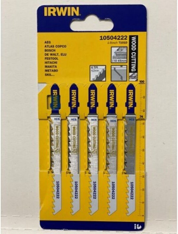 Brzeszczot do wyrzynarki 100mm t101d /5szt./drewno - Irwin