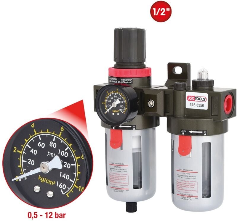 Ks Tools 1/2 Druckluft-Wartungseinheit, 0,5-12bar