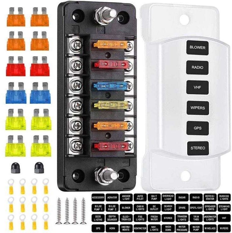 6-facher ATC/ATO-Sicherungsblock mit Minuspol für Auto, LKW, Boot