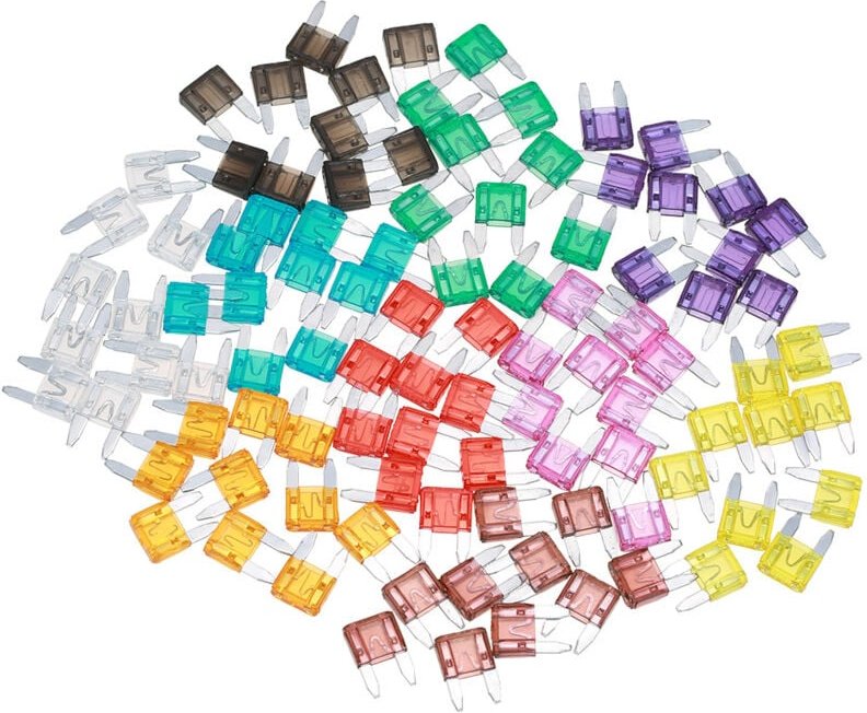 Eosnow - 100 Stück Mini-Flachsicherungen für Auto, Auto, lkw, Sortiment, 40 a, 3 a, 5 a, 7,5 a, 10 a, 15 a, 20 a, 25 a, ...