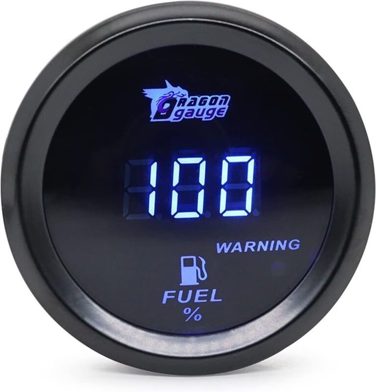 Universelle Kraftstoffstandanzeige, 52 mm (2 Zoll) Digitalanzeige, Kfz-Kraftstoffstandanzeige, 240–33 Ohm, blaue/rote LE...